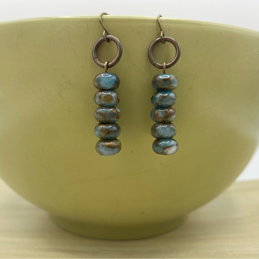 Boho Brass and Jasper Dangle Drop Earrings Handmade Jewelry Gifts